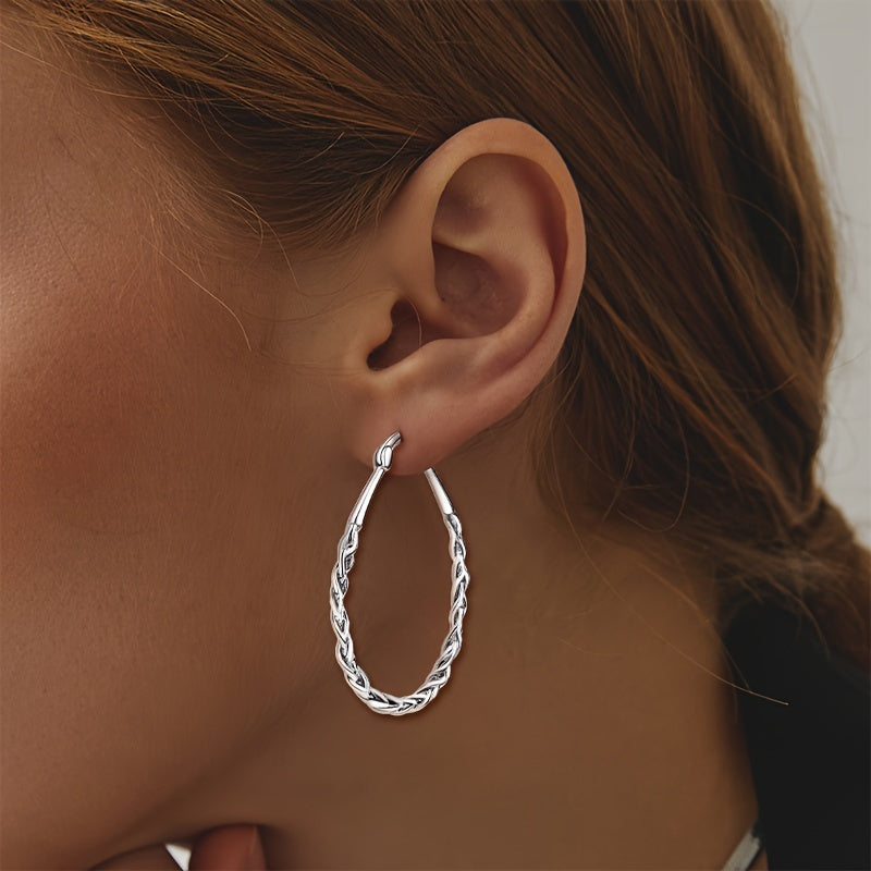 S925 Sterling Silver Hoop Earrings Trendy Classic Ladies Oval Hoop Earrings Vintage Elegant Party Banquet Festival Earrings Jewelry