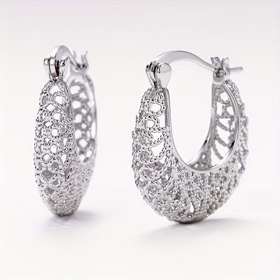 Bohemian Ethnic Style Filigree Hollow Hoop Earrings for Women Fashion Earrings Jewelry
