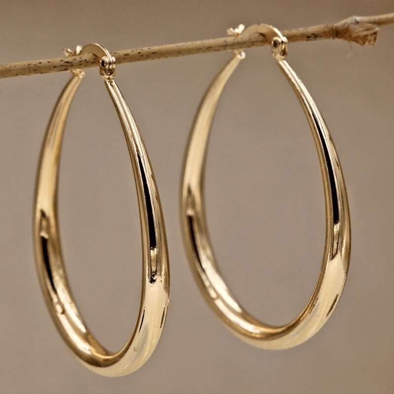 Simple Golden Color Hoop Earrings Jewelry Gift for Women