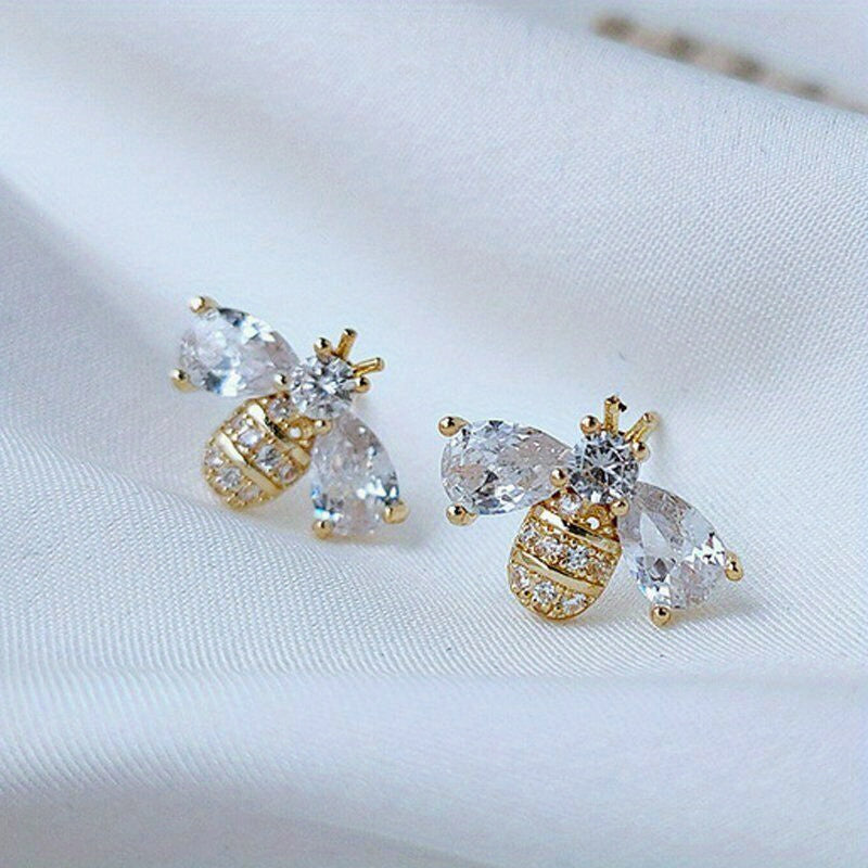 1pair Cute Little Bee Cute Earrings, Jewelry Party Gifts For Girls