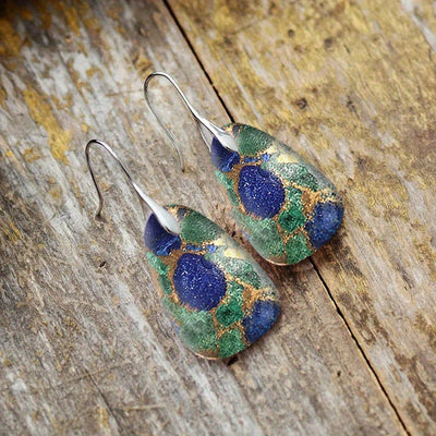 2PCS Retro Bohemian Earrings Imitation Turquoise Earrings Men's And Women's Earrings Retro Earrings Jewelry Birthday Party Anniversary Gift Earrings Christmas Earrings Valentine's Day Gift