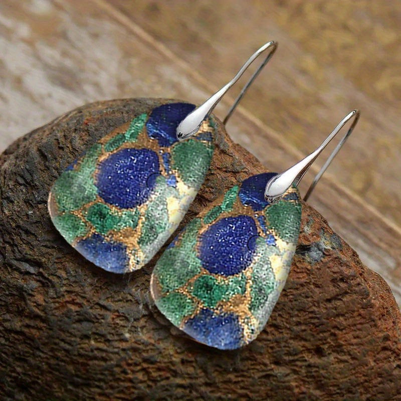 2PCS Retro Bohemian Earrings Imitation Turquoise Earrings Men's And Women's Earrings Retro Earrings Jewelry Birthday Party Anniversary Gift Earrings Christmas Earrings Valentine's Day Gift
