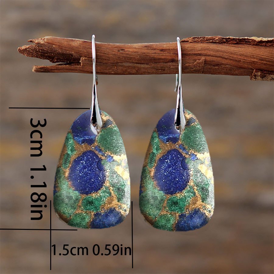 2PCS Retro Bohemian Earrings Imitation Turquoise Earrings Men's And Women's Earrings Retro Earrings Jewelry Birthday Party Anniversary Gift Earrings Christmas Earrings Valentine's Day Gift
