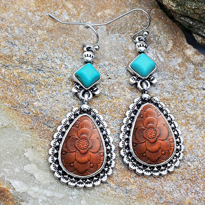 2pcs Fashion Vintage Earrings Turquoise Earrings Bohemian Earrings Jewelry Women's Earrings Jewelry Birthday Anniversary Gift For Lovers And Friends Valentine's Day Earrings Gift
