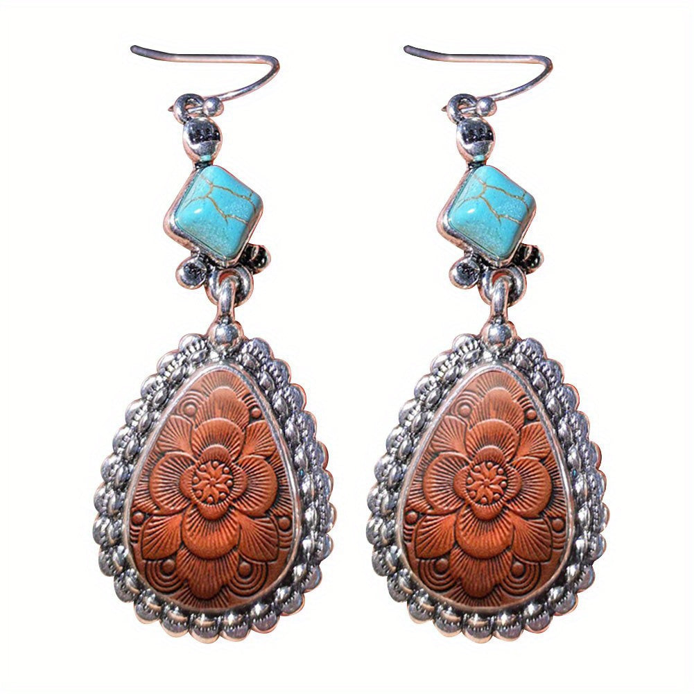 2pcs Fashion Vintage Earrings Turquoise Earrings Bohemian Earrings Jewelry Women's Earrings Jewelry Birthday Anniversary Gift For Lovers And Friends Valentine's Day Earrings Gift