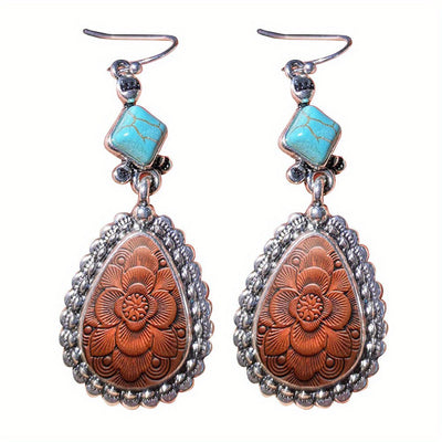 2pcs Fashion Vintage Earrings Turquoise Earrings Bohemian Earrings Jewelry Women's Earrings Jewelry Birthday Anniversary Gift For Lovers And Friends Valentine's Day Earrings Gift