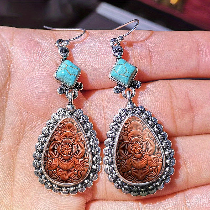 2pcs Fashion Vintage Earrings Turquoise Earrings Bohemian Earrings Jewelry Women's Earrings Jewelry Birthday Anniversary Gift For Lovers And Friends Valentine's Day Earrings Gift