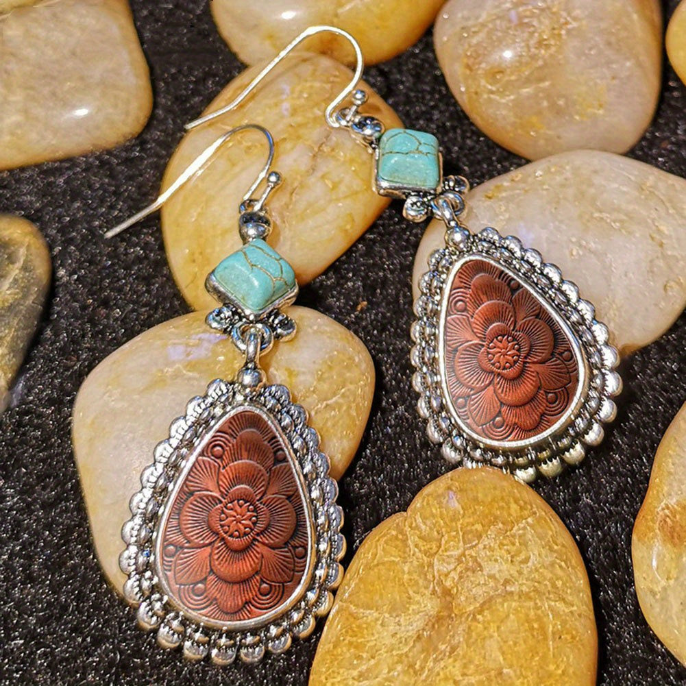 2pcs Fashion Vintage Earrings Turquoise Earrings Bohemian Earrings Jewelry Women's Earrings Jewelry Birthday Anniversary Gift For Lovers And Friends Valentine's Day Earrings Gift