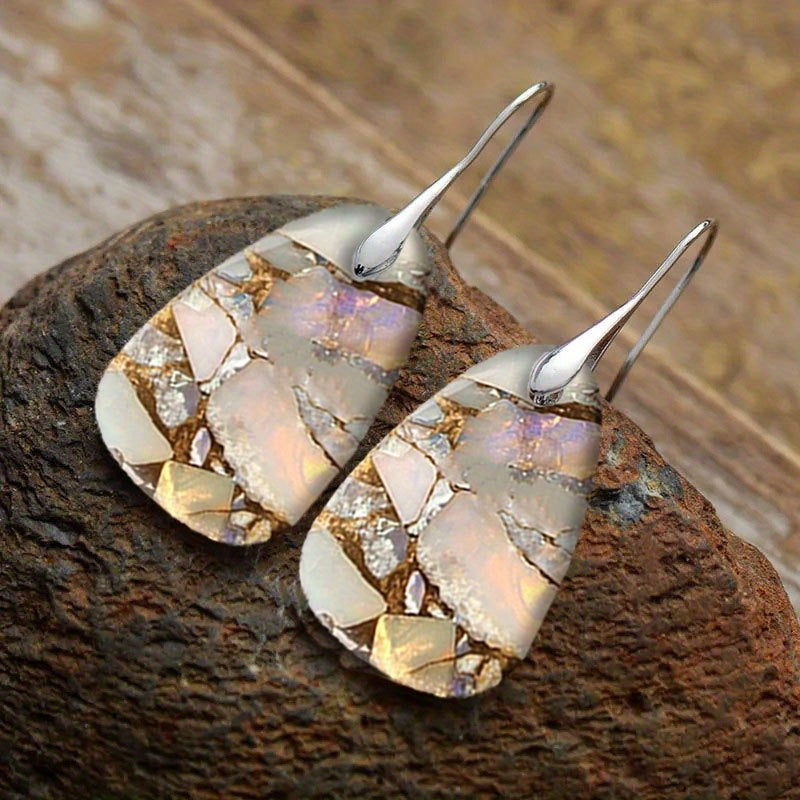 2PCS Retro Bohemian Earrings Imitation Turquoise Earrings Men's And Women's Earrings Retro Earrings Jewelry Birthday Party Anniversary Gift Earrings Christmas Earrings Valentine's Day Gift