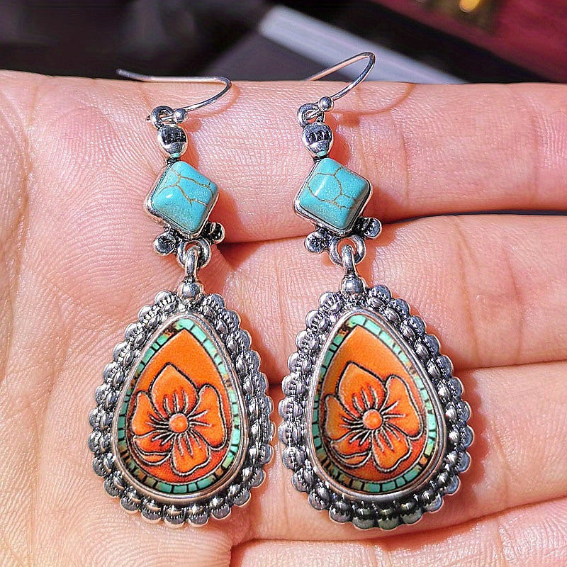 2pcs Fashion Vintage Earrings Turquoise Earrings Bohemian Earrings Jewelry Women's Earrings Jewelry Birthday Anniversary Gift for Lovers and Friends Valentine's Day Earrings Gift