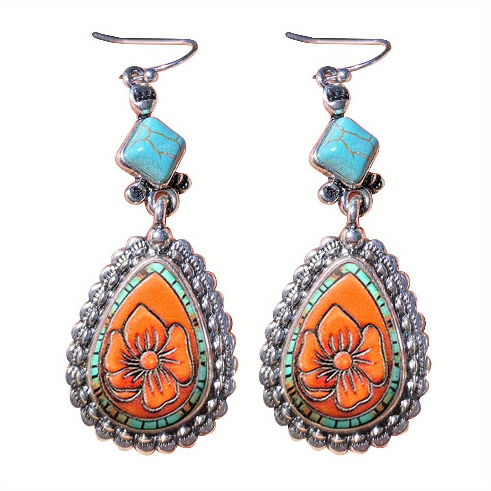 2pcs Fashion Vintage Earrings Turquoise Earrings Bohemian Earrings Jewelry Women's Earrings Jewelry Birthday Anniversary Gift for Lovers and Friends Valentine's Day Earrings Gift