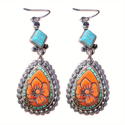 2pcs Fashion Vintage Earrings Turquoise Earrings Bohemian Earrings Jewelry Women's Earrings Jewelry Birthday Anniversary Gift for Lovers and Friends Valentine's Day Earrings Gift