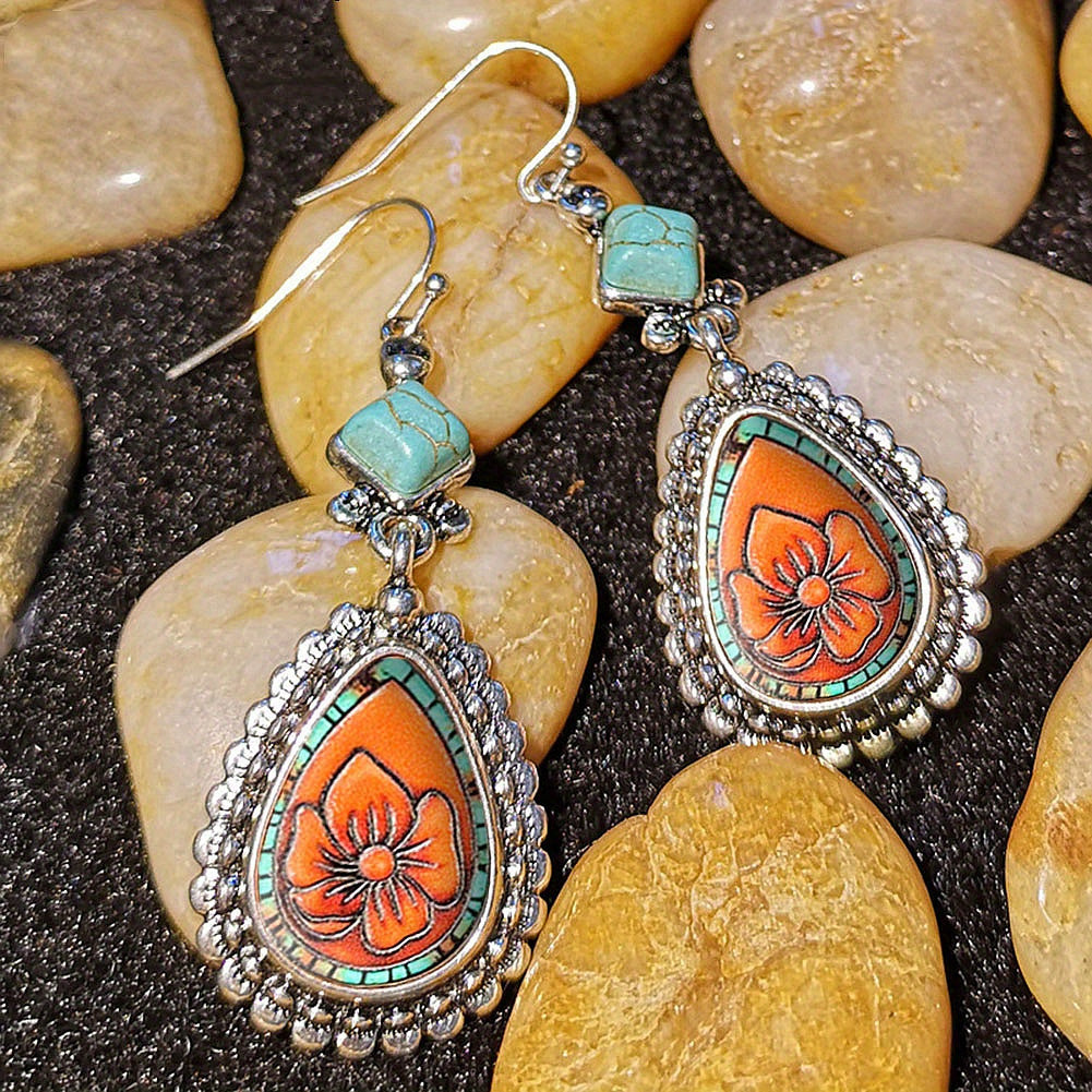 2pcs Fashion Vintage Earrings Turquoise Earrings Bohemian Earrings Jewelry Women's Earrings Jewelry Birthday Anniversary Gift for Lovers and Friends Valentine's Day Earrings Gift