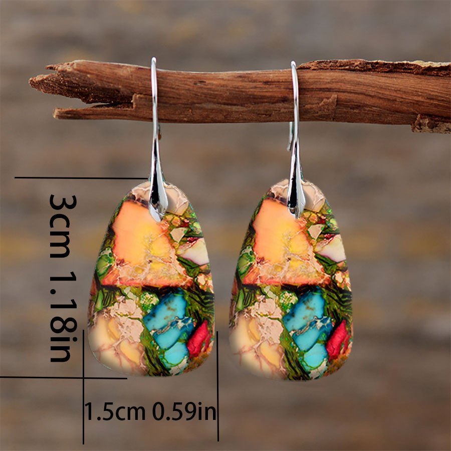 2PCS Retro Bohemian Earrings Imitation Turquoise Earrings Men's And Women's Earrings Retro Earrings Jewelry Birthday Party Anniversary Gift Earrings Christmas Earrings Valentine's Day Gift