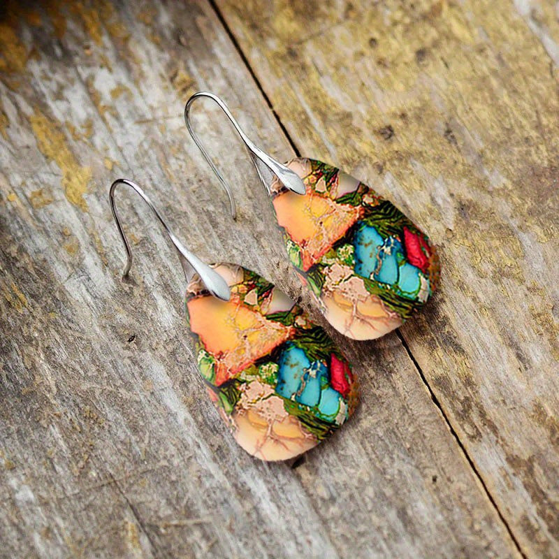 2PCS Retro Bohemian Earrings Imitation Turquoise Earrings Men's And Women's Earrings Retro Earrings Jewelry Birthday Party Anniversary Gift Earrings Christmas Earrings Valentine's Day Gift