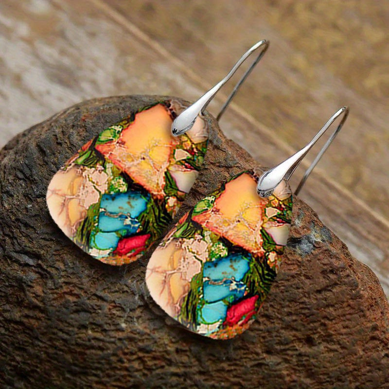 2PCS Retro Bohemian Earrings Imitation Turquoise Earrings Men's And Women's Earrings Retro Earrings Jewelry Birthday Party Anniversary Gift Earrings Christmas Earrings Valentine's Day Gift