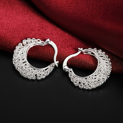 Bohemian Ethnic Style Filigree Hollow Hoop Earrings for Women Fashion Earrings Jewelry