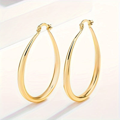 Simple Golden Color Hoop Earrings Jewelry Gift for Women