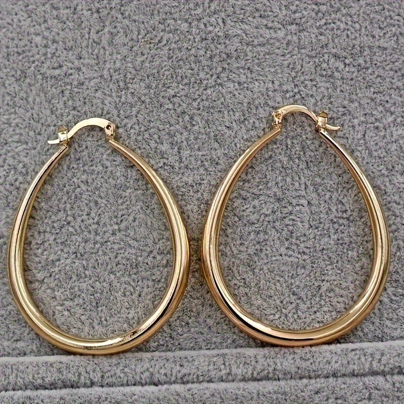 Simple Golden Color Hoop Earrings Jewelry Gift for Women