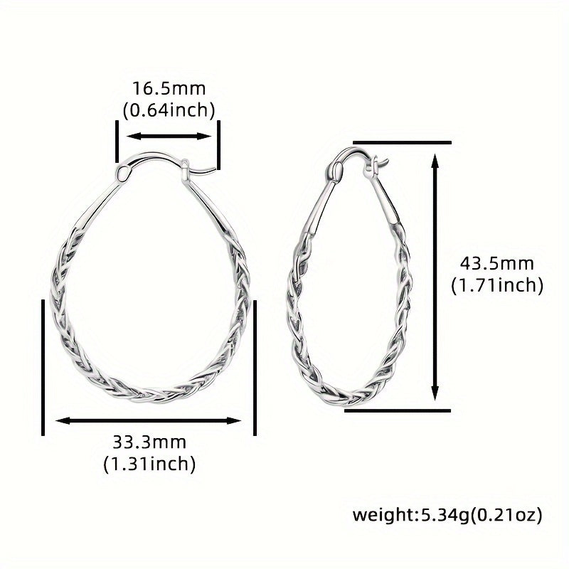 S925 Sterling Silver Hoop Earrings Trendy Classic Ladies Oval Hoop Earrings Vintage Elegant Party Banquet Festival Earrings Jewelry