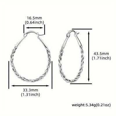 S925 Sterling Silver Hoop Earrings Trendy Classic Ladies Oval Hoop Earrings Vintage Elegant Party Banquet Festival Earrings Jewelry