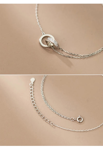 Anklet For Women Girl S925 Sterling Silver Rose Gold Color Steric Zirconia Adjustable Beach Style Foot Ankle Bracelet Jewelry