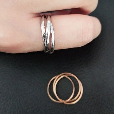 Stylish Interlocking Rings for Women Elegant Stackable Three-layers Fingers Jewelry Cool Stuff 2026 New Year Gift for Girlfriend