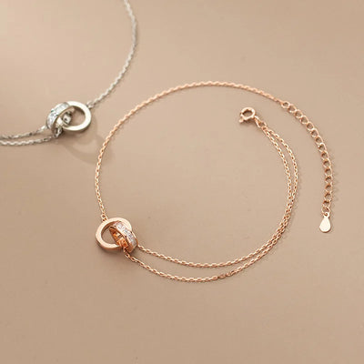 Anklet For Women Girl S925 Sterling Silver Rose Gold Color Steric Zirconia Adjustable Beach Style Foot Ankle Bracelet Jewelry