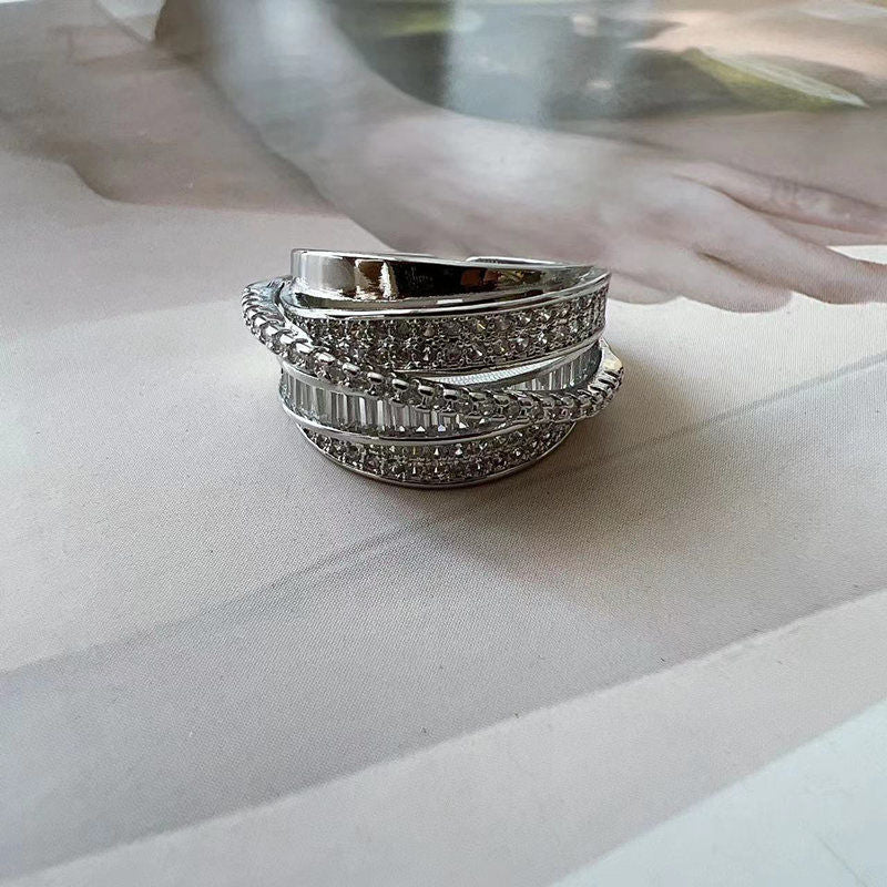 Irregular Pleated Ring for Women Men Open Adjustable Rings Wide Trendy Finger Rings Y2K Accessories Fashion Punk Jewelry