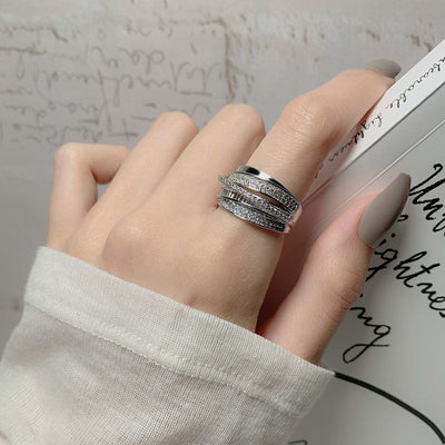 Irregular Pleated Ring for Women Men Open Adjustable Rings Wide Trendy Finger Rings Y2K Accessories Fashion Punk Jewelry