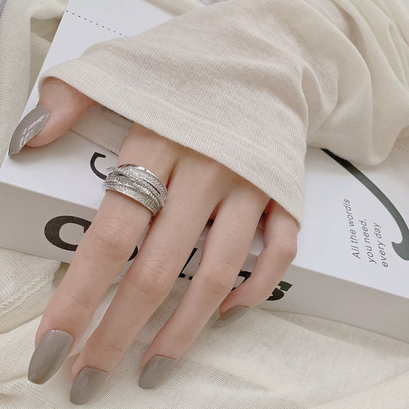Irregular Pleated Ring for Women Men Open Adjustable Rings Wide Trendy Finger Rings Y2K Accessories Fashion Punk Jewelry