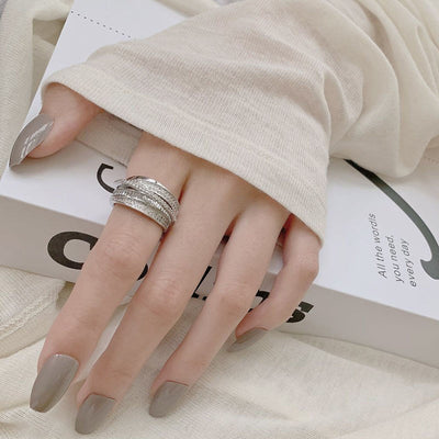 Irregular Pleated Ring for Women Men Open Adjustable Rings Wide Trendy Finger Rings Y2K Accessories Fashion Punk Jewelry