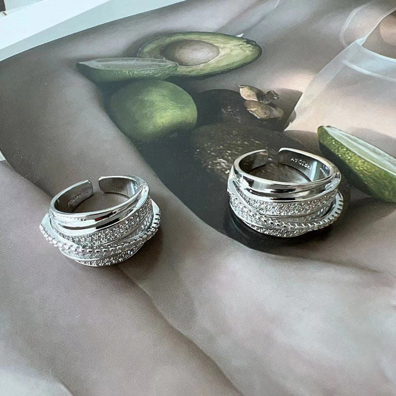 Irregular Pleated Ring for Women Men Open Adjustable Rings Wide Trendy Finger Rings Y2K Accessories Fashion Punk Jewelry