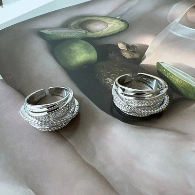 Irregular Pleated Ring for Women Men Open Adjustable Rings Wide Trendy Finger Rings Y2K Accessories Fashion Punk Jewelry