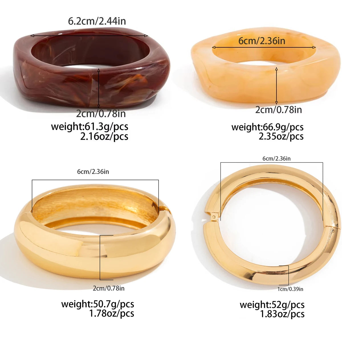 IngeSight.Z Vintage Irregular Resin Wide Bangle Bracelets Women Punk Geometric Wide Metal Bracelet Fashion Chunky Party Jewelry