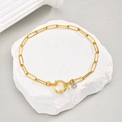 Anklet for Women, Adjustable Paperclip Chain Stainless Steel Link,Gold Plated Anklet Bracelet, Beach Summer Simple Foot Jewelry