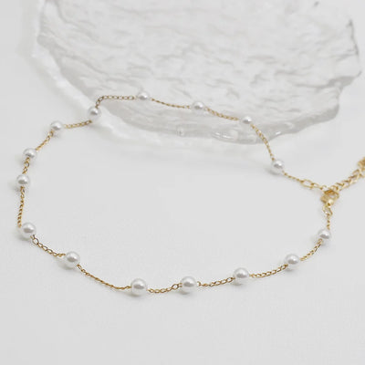 Beads Women's Neck Chain Kpop Pearl Lace Gold Color Goth Choker Jewelry On The Pendant 2024 Collar For Girl