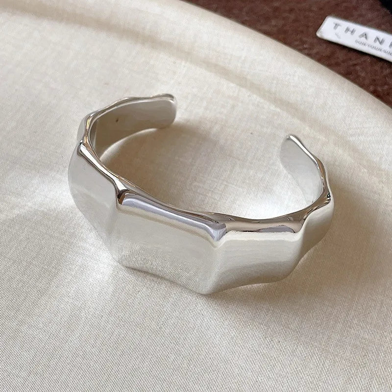 Hip Hop Thick Water Drop Wide Open Bangles Punk Golden Cross Geometric Acrylic Cuff Bracelets Striped Chunky Jewelry F