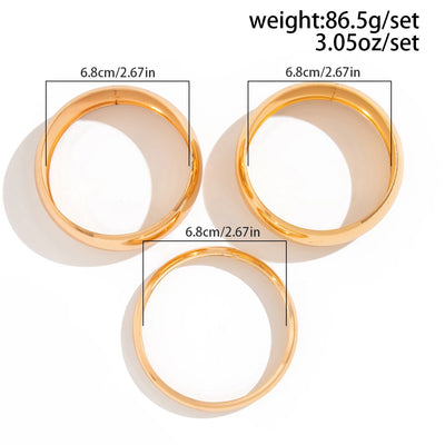 Ingemark 3Pcs/Set Hip Hop Glossy Metal Stacking Bangles for Women Punk Round Arm Bracelets Hand Jewelry Suitable for Daily Party