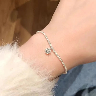 Exquisite Silver Color Zircon Anklet for Women Girls Sparkling Gypsophila Adjsutable Chain Beach Anklet Jewelry Gift 2024 New