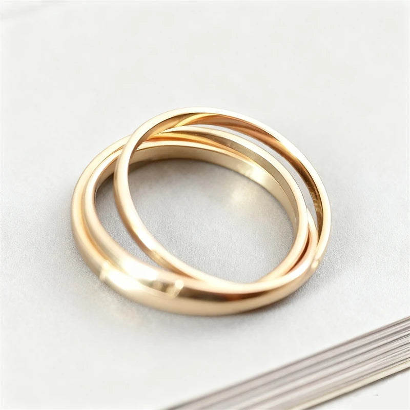 Stylish Interlocking Rings for Women Elegant Stackable Three-layers Fingers Jewelry Cool Stuff 2026 New Year Gift for Girlfriend