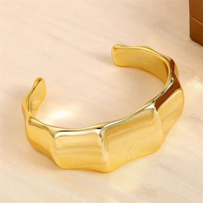 Exaggerated Geometric Wide Cuff Bangles for Women Men Punk Hip Hop Chunky Gold Silver Color Statement Bracelet Jewelry Gift