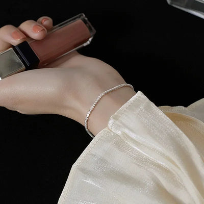 Exquisite Trendy Sparkle Star Silver Color Stainless Steel Anklet for Women Girls Classic Simple Korea Jewelry Accessories Gift