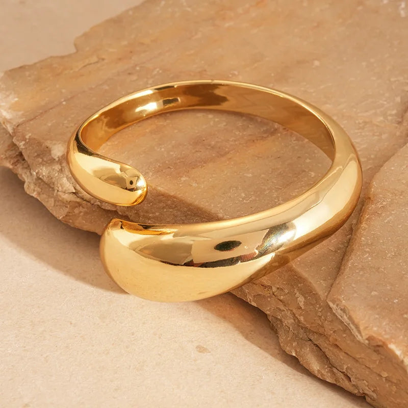 Hip Hop Thick Water Drop Wide Open Bangles Punk Golden Cross Geometric Acrylic Cuff Bracelets Striped Chunky Jewelry F