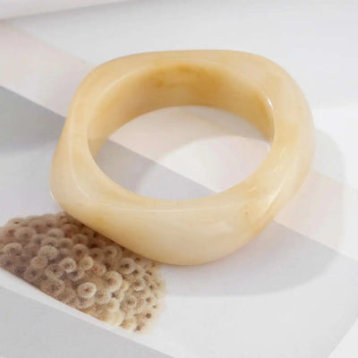 IngeSight.Z Vintage Irregular Resin Wide Bangle Bracelets Women Punk Geometric Wide Metal Bracelet Fashion Chunky Party Jewelry