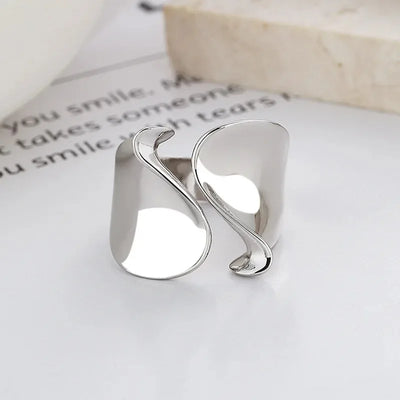 925 Sterling Silver Rings for Women Minimalist Elegant Couple Bands Simple Big Statement Ring Party Wedding Jewelry Gift Set
