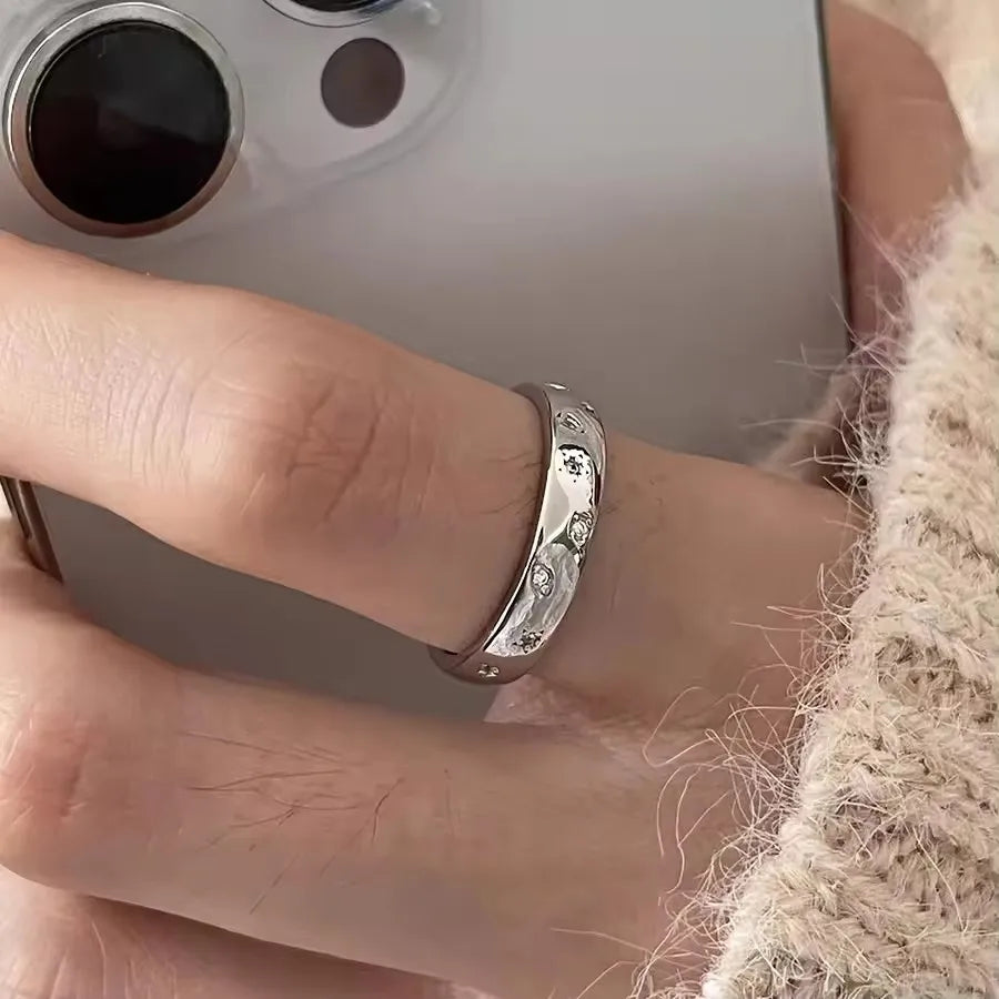 925 Sterling Silver Rings for Women Couple Minimalist Handmade Simple Narrow Zircon Ring Fine Jewelry Gift Prevent Allergy