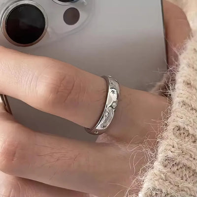 925 Sterling Silver Rings for Women Couple Minimalist Handmade Simple Narrow Zircon Ring Fine Jewelry Gift Prevent Allergy
