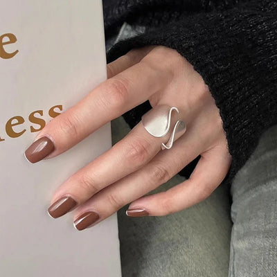 925 Sterling Silver Rings for Women Minimalist Elegant Couple Bands Simple Big Statement Ring Party Wedding Jewelry Gift Set