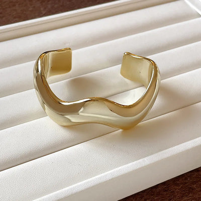 Hip Hop Thick Water Drop Wide Open Bangles Punk Golden Cross Geometric Acrylic Cuff Bracelets Striped Chunky Jewelry F